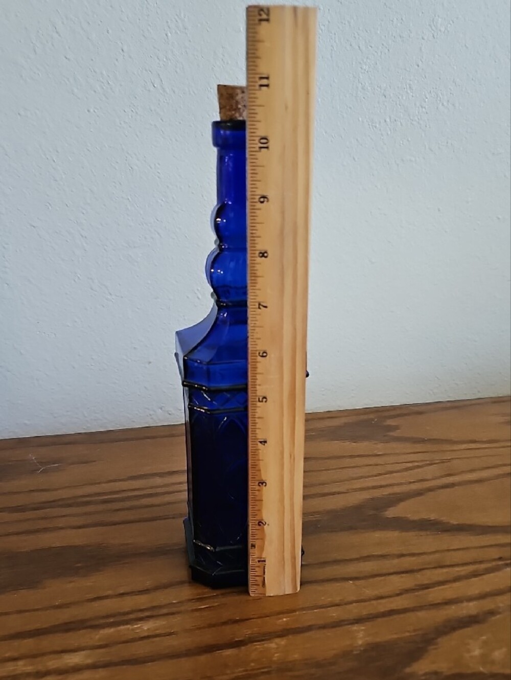 Cobalt Blue Decorative Glass Bottle with Cork Stopper Tote 8 - Picture 9 of 9